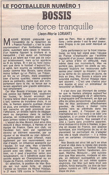 Maxime Bossis : footballeur némuro 1 en 1979 !