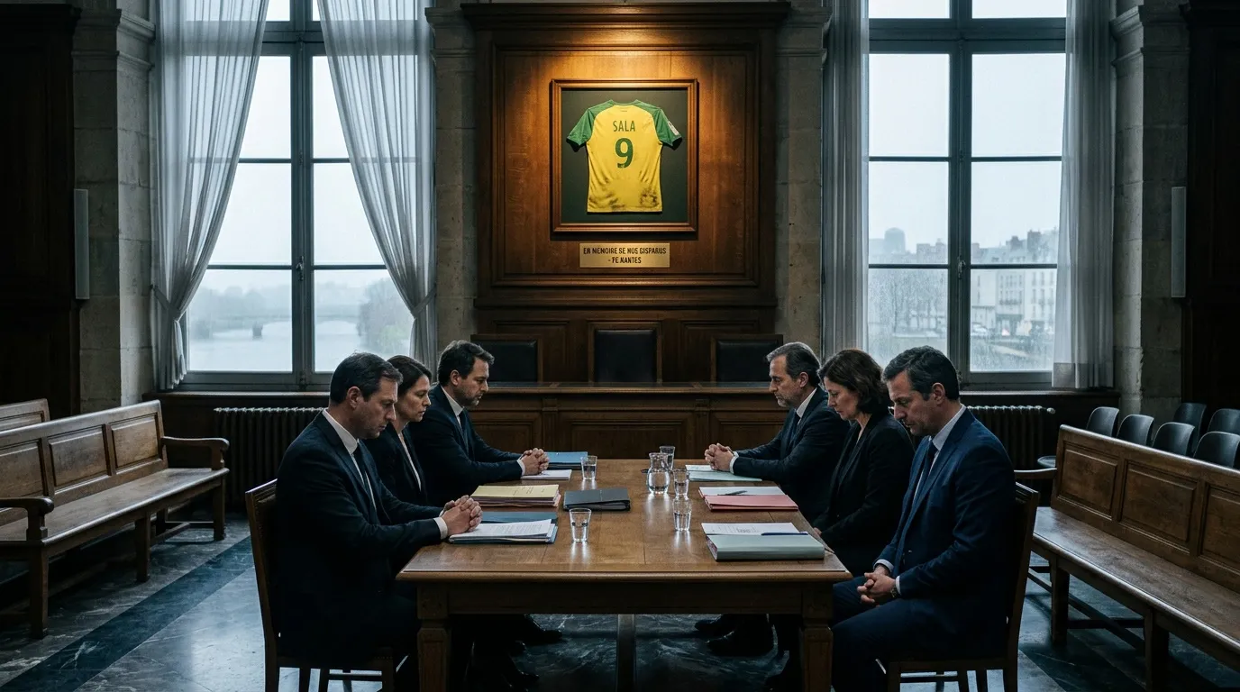 Six hommes en costume lors d'une réunion professionnelle solennelle