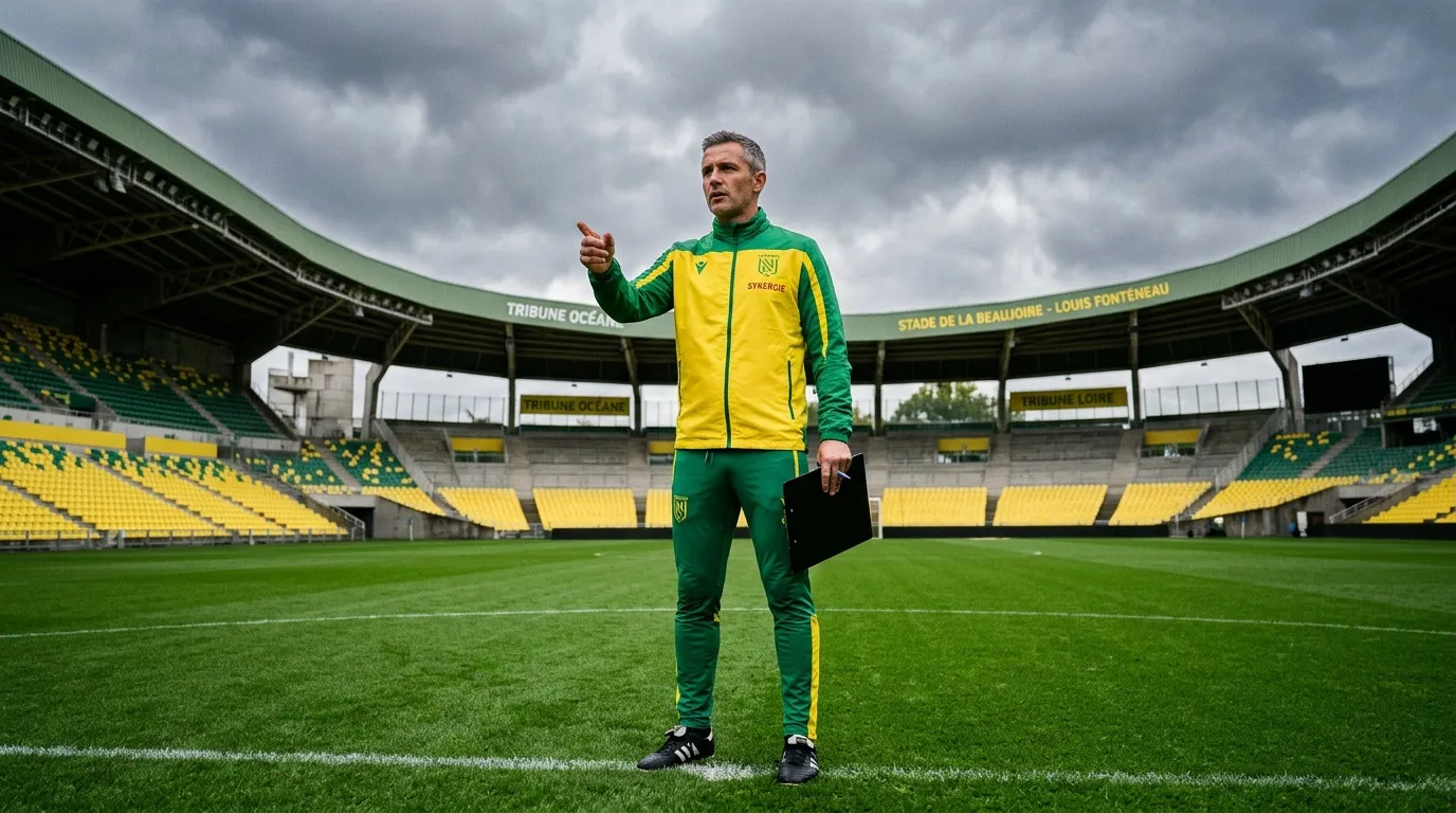 Homme en survêtement jaune-vert au stade de football