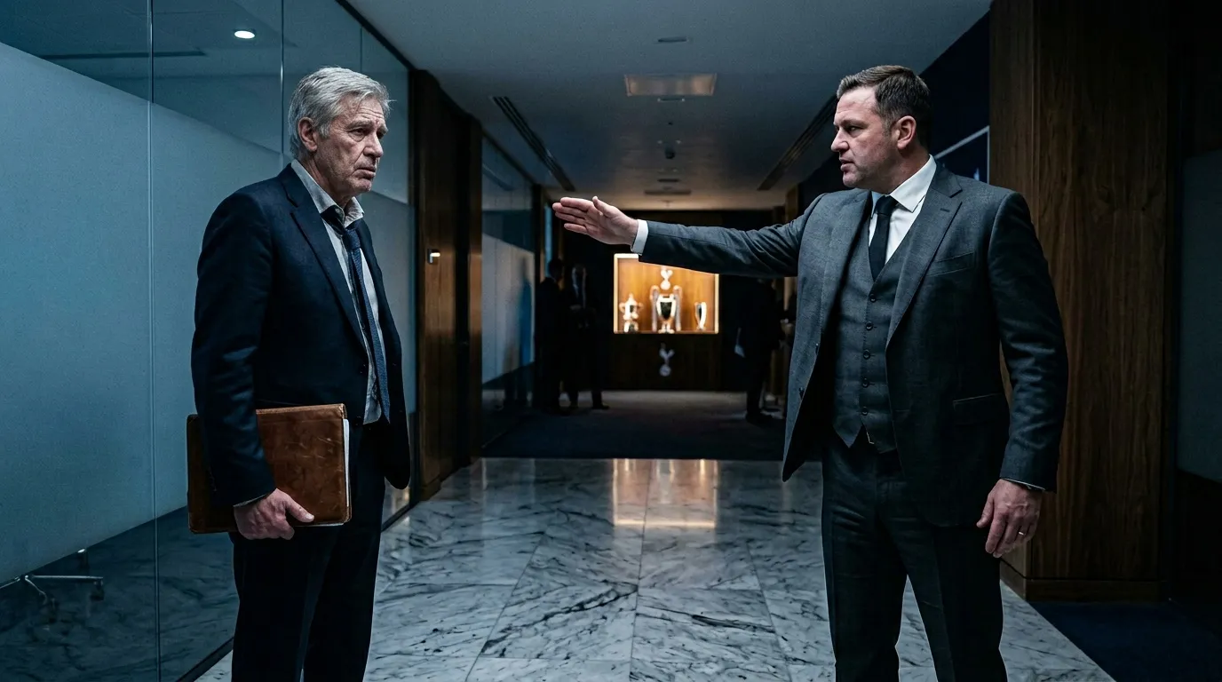 Deux hommes d'affaires discutent dans un couloir moderne