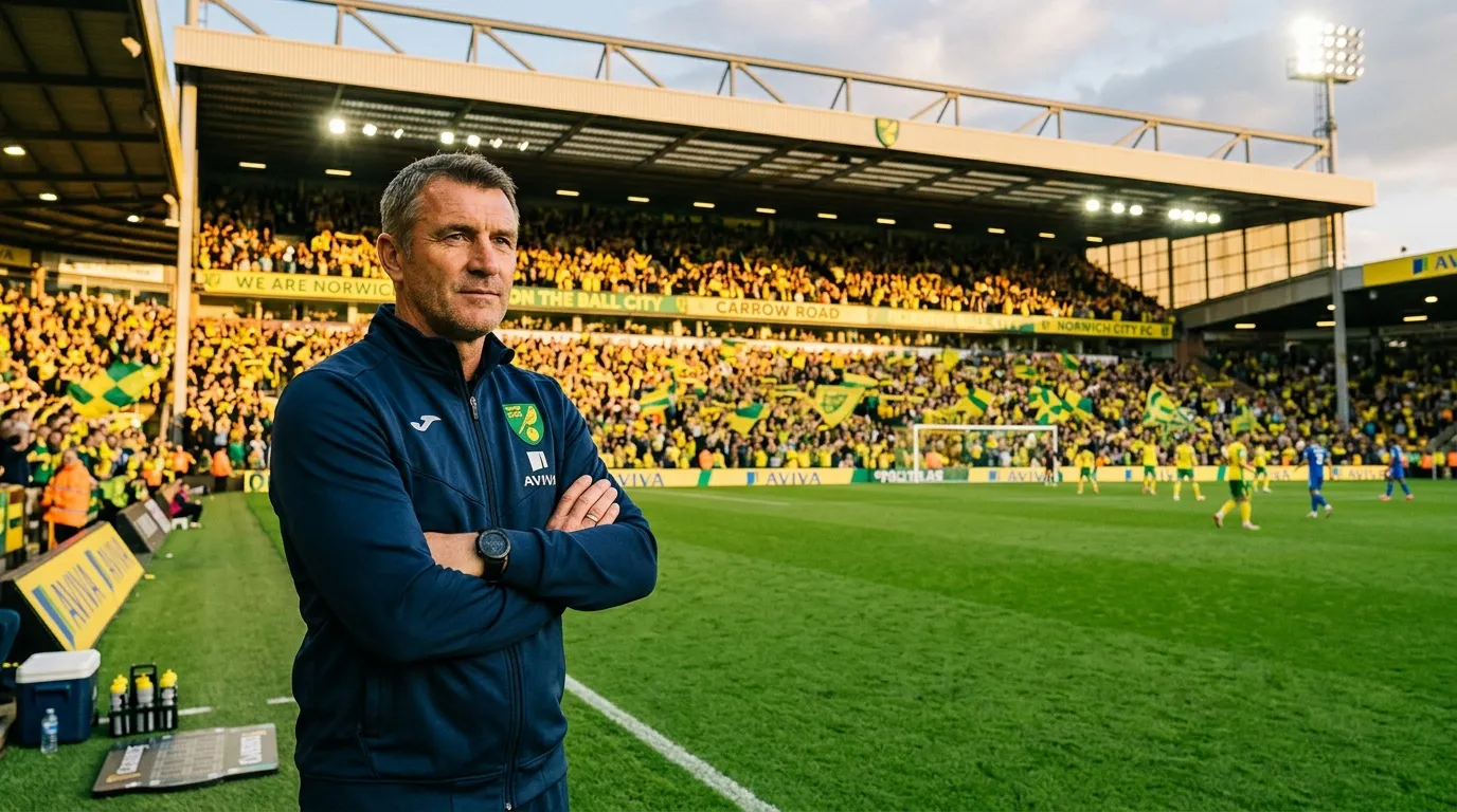 Coach avec bras croisés au stade Norwich City