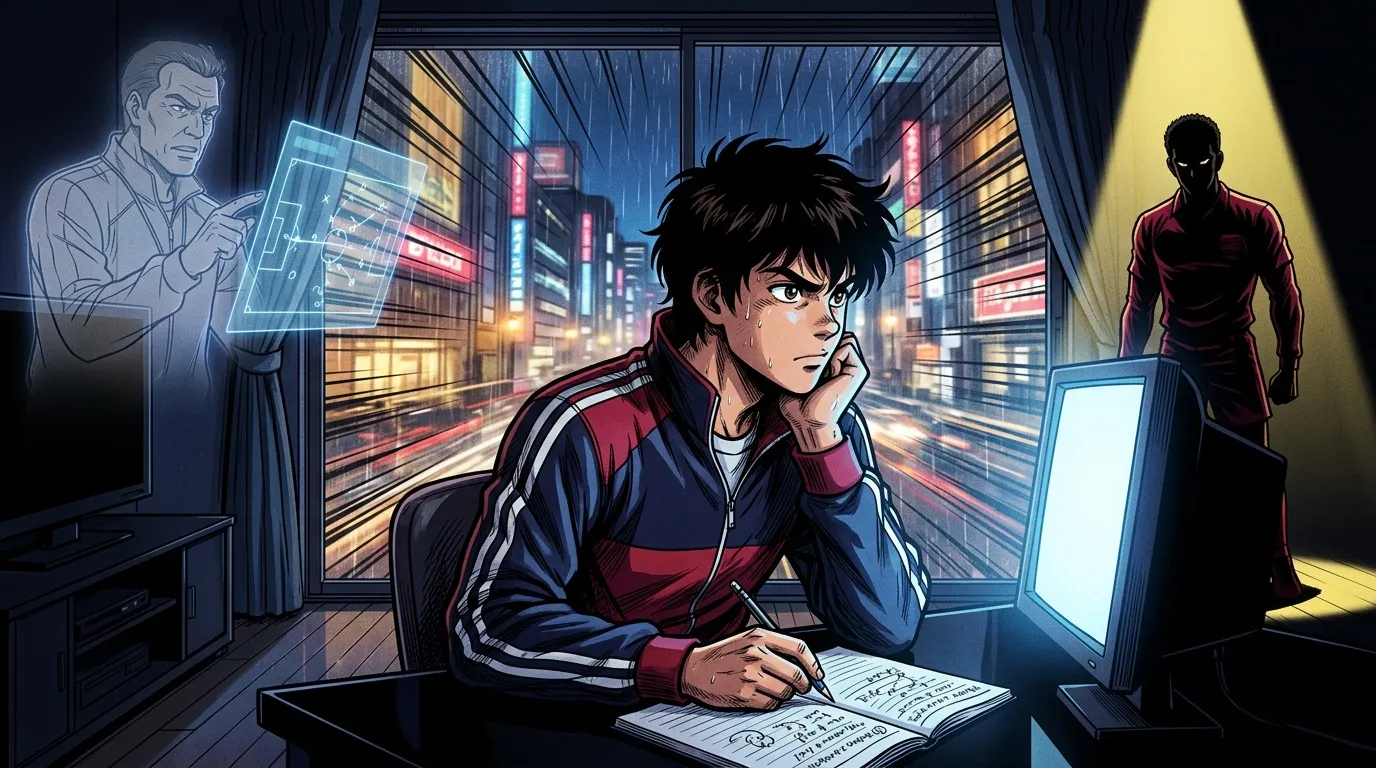 Adolescent travaillant sur ordinateur dans chambre haute technologie