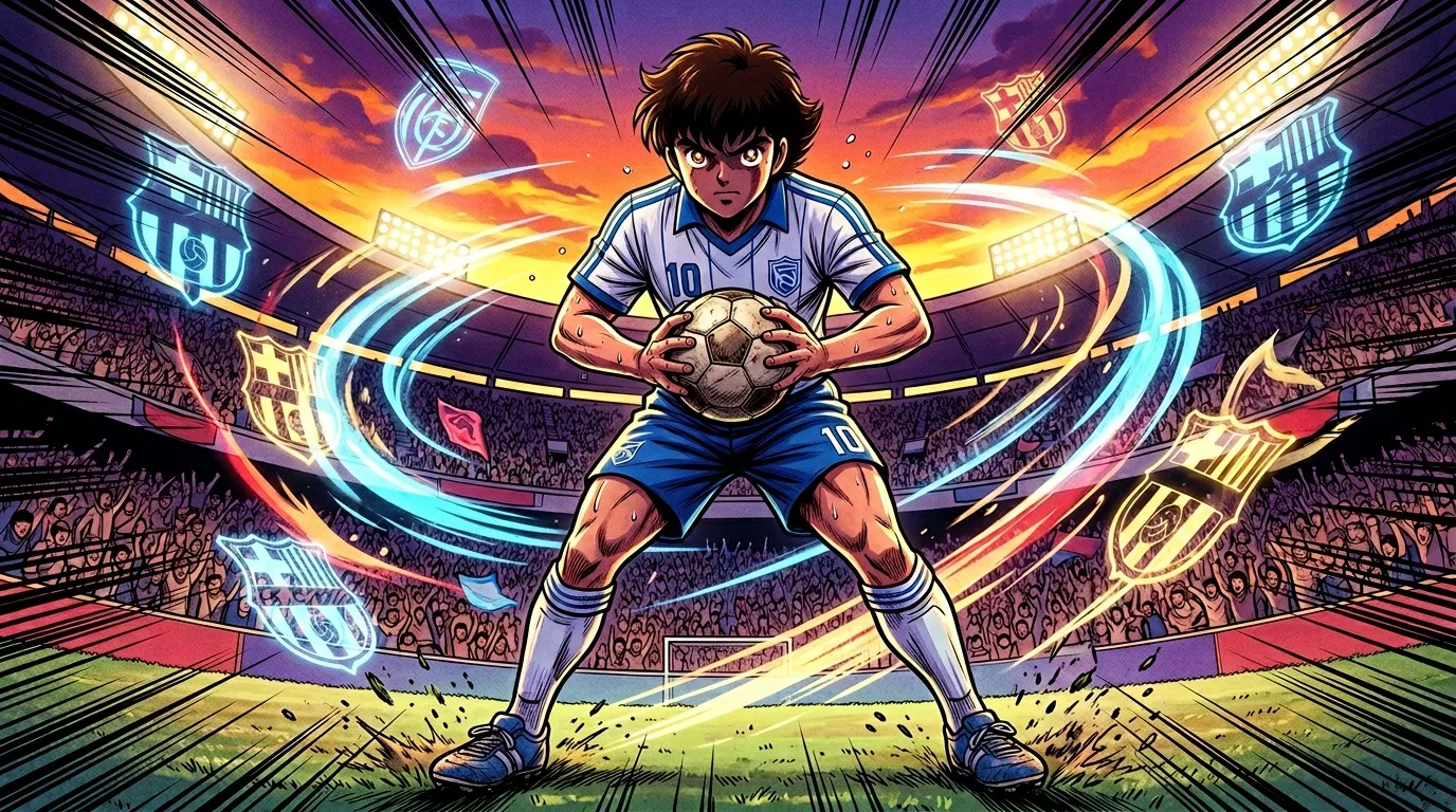 Jeune footballeur portant le numéro 10 avec aura énergétique