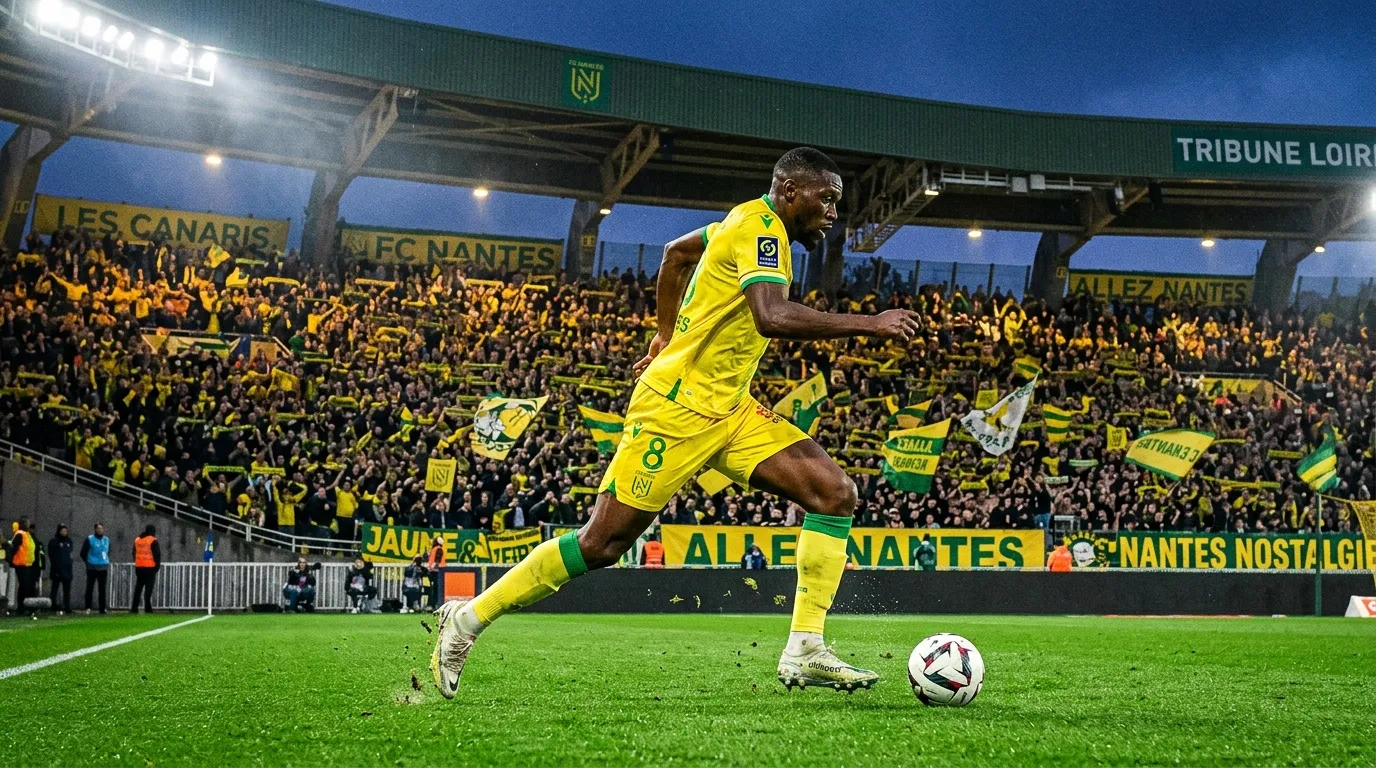 Footballeur en jaune dribble lors d'un match