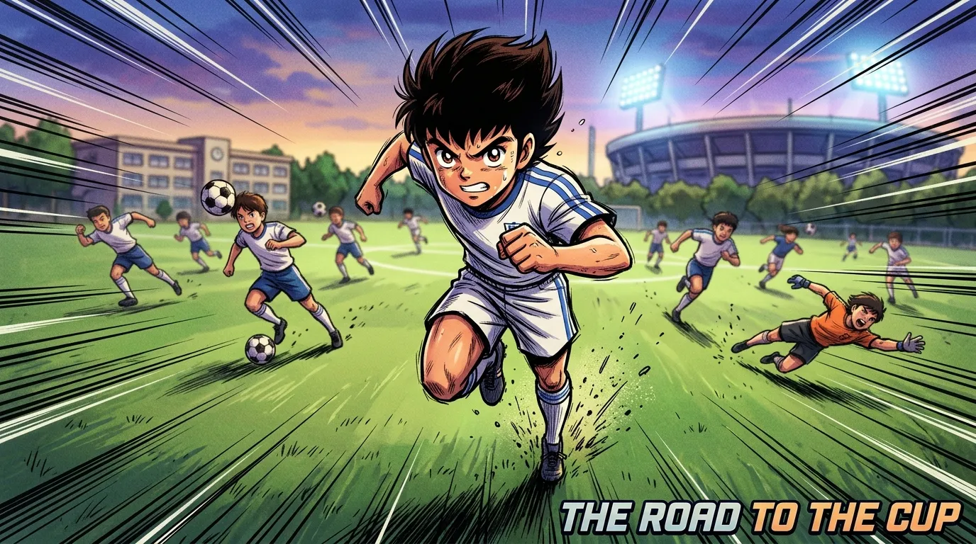 Jeune footballeur dynamique en action sur terrain de foot