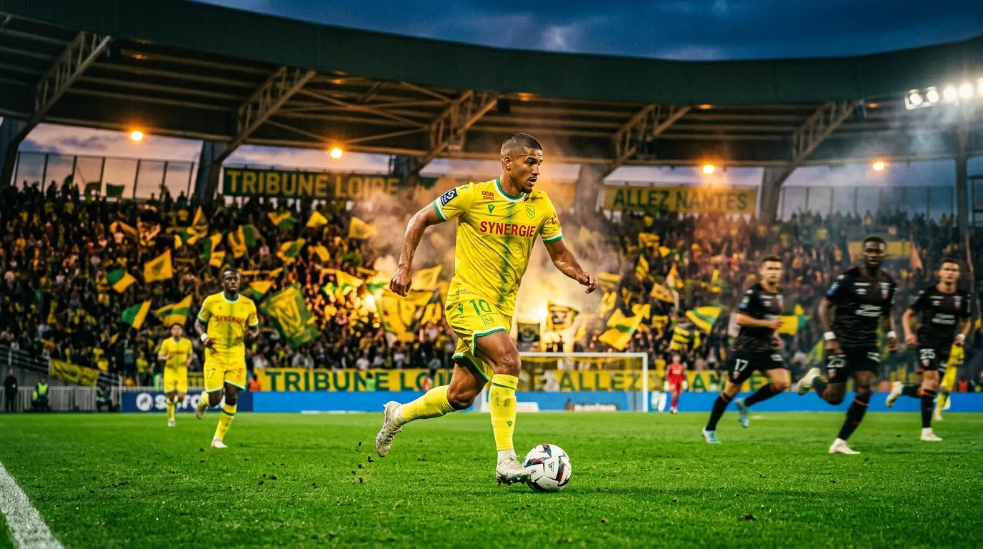 Joueur en jaune contrôle le ballon devant la tribune