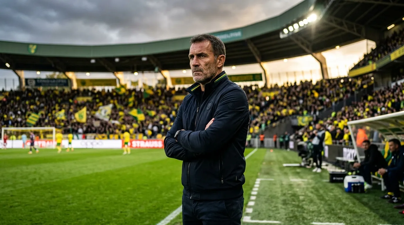 Entraîneur en noir au bord du terrain de football