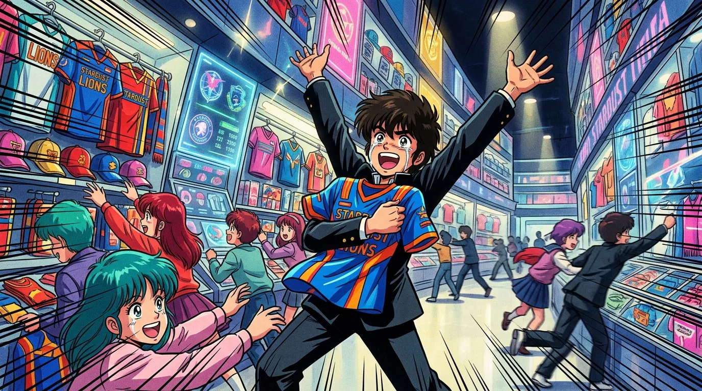 Enfant enthousiaste dans un magasin de sport coloré et animé
