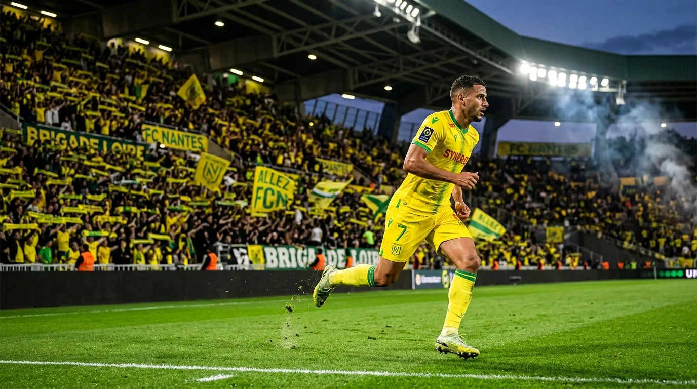 Footballeur en maillot jaune numéro 7 courant sur le terrain