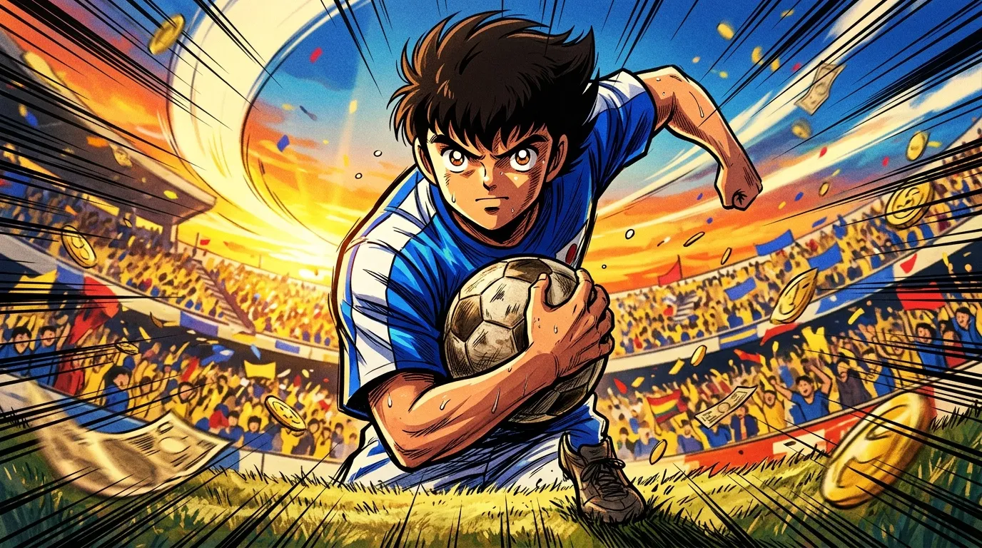 Jeune joueur de football au stade avec ballon